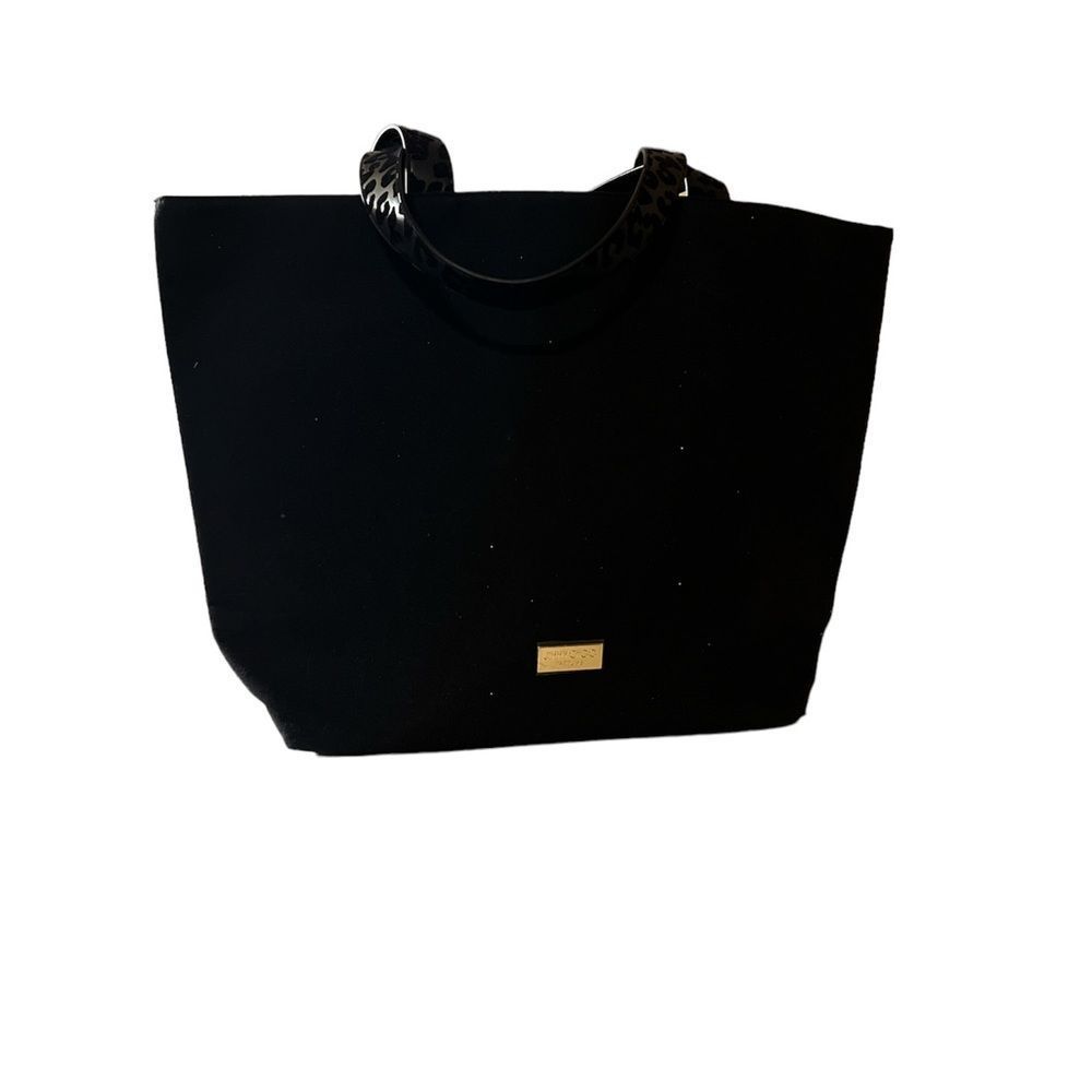 NWOT JIMMY CHOO PARFUMS BLACK GLITTER CANVAS WEEKEND TOTE BAG